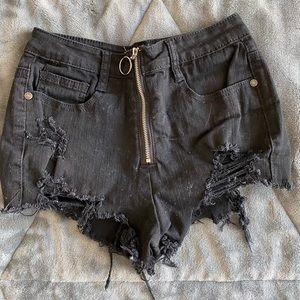 Black jean shorts